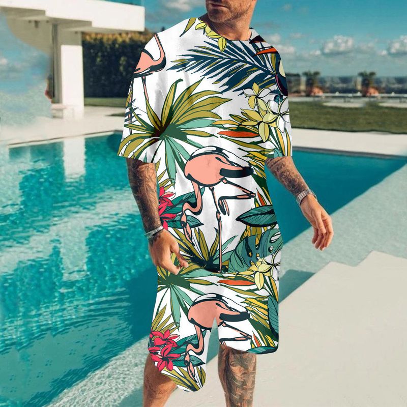 Ensemble 2 pièces ample et décontracté pour hommes, manches courtes et Short, vacances hawaïennes, à la mode et à la mode, 2023_voghion.com