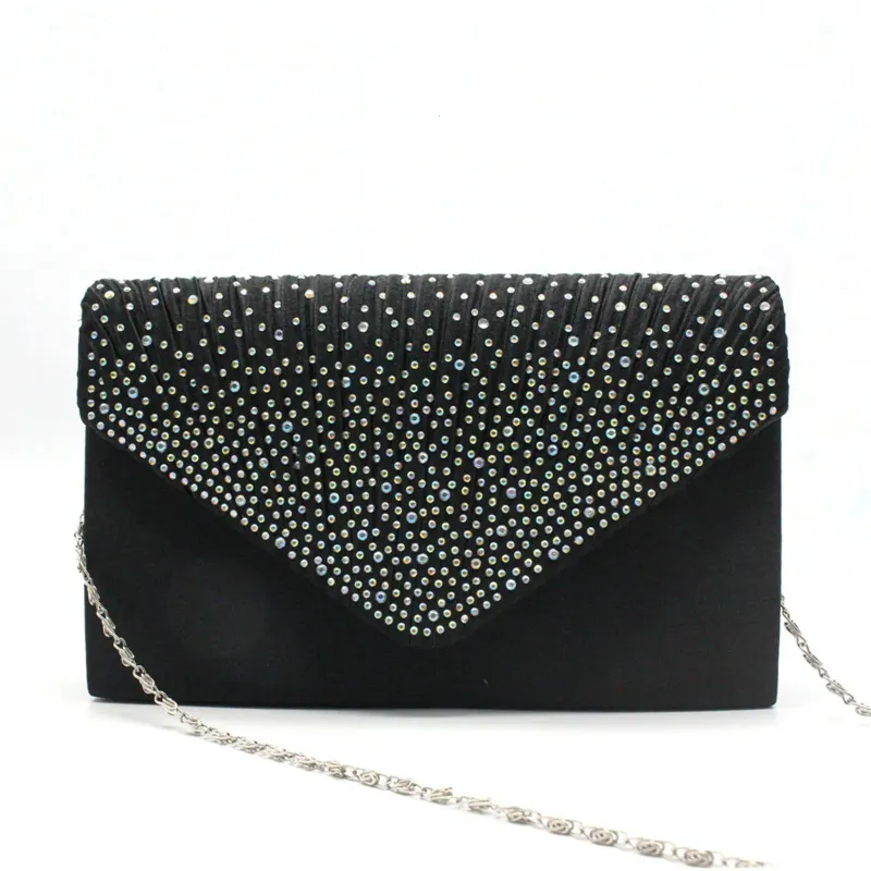 Pochette eleganti da donna alla moda, borsa a tracolla in raso con catena sottile, borse da sera abbinate per feste e banchetti_voghion.com