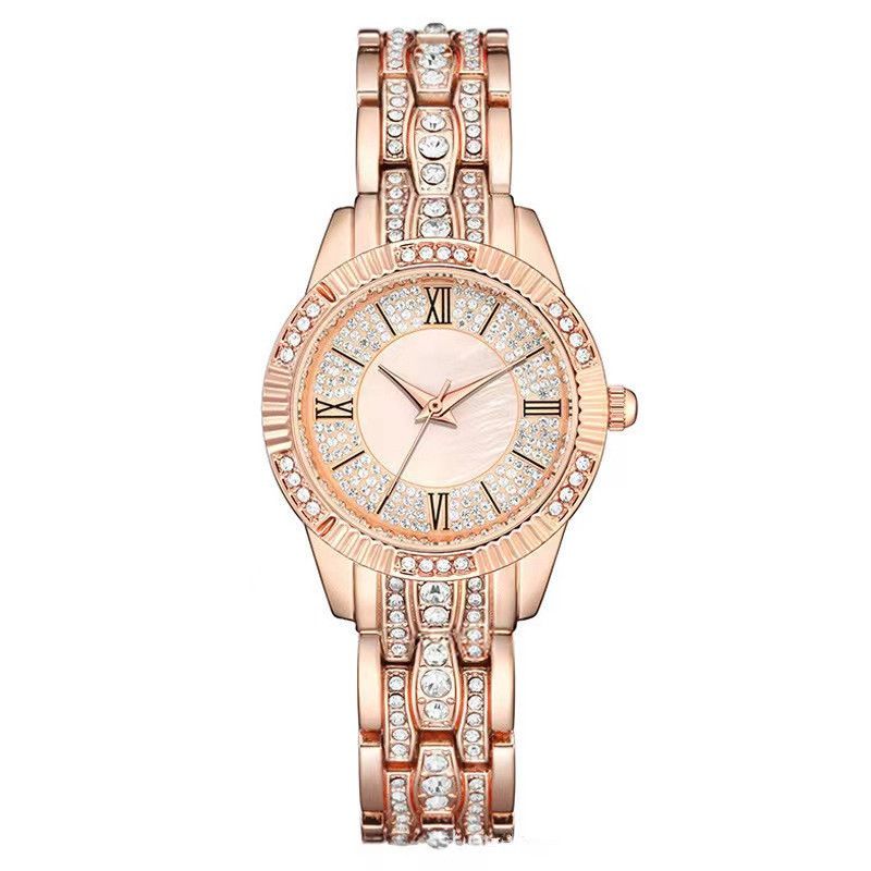 Mode Geschenkbox Damen Uhr Armband Halskette Ohrring Ring Set Diamant Uhr_voghion.com