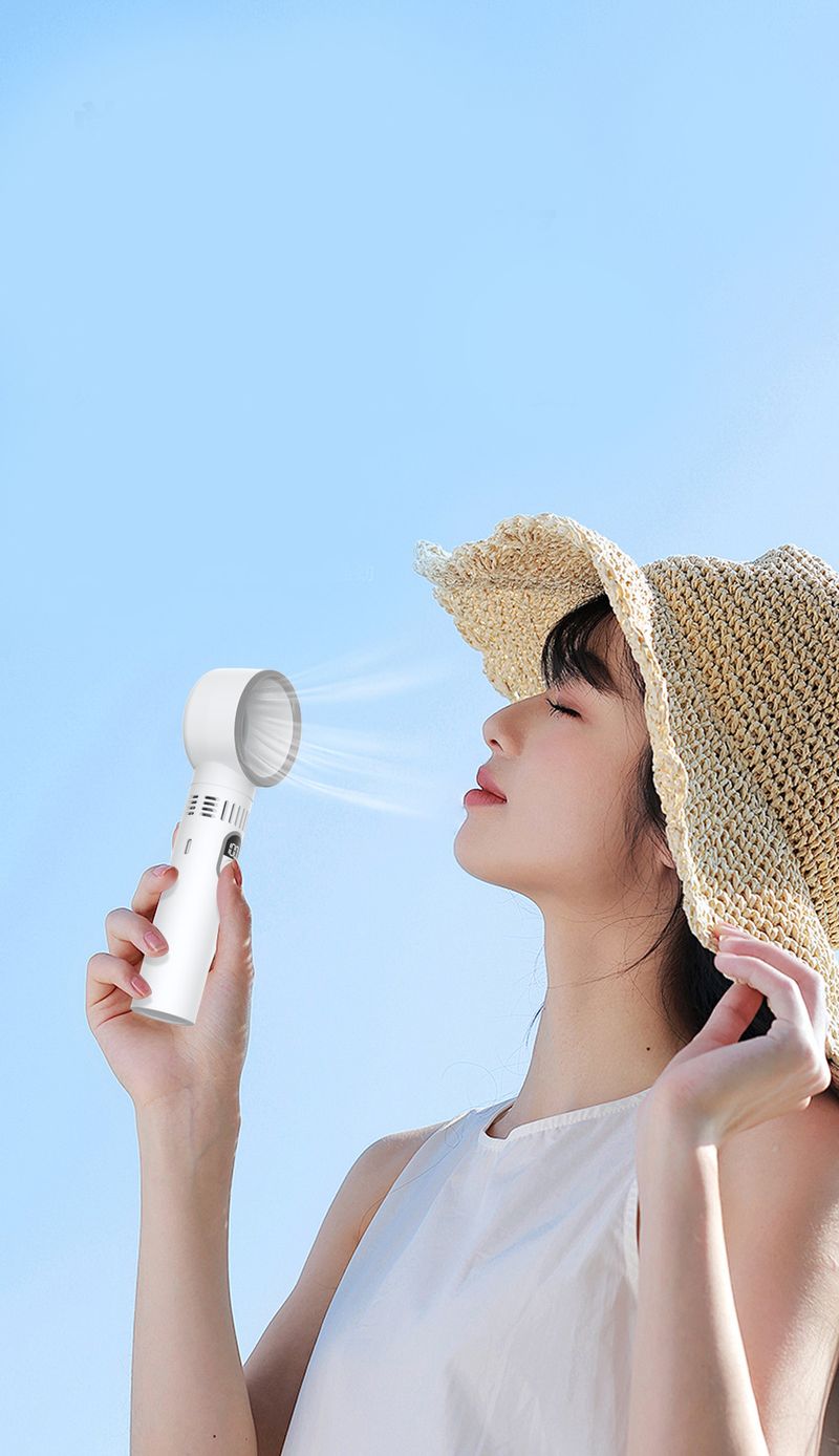 25 New Digital Display Mini Handheld USB Rechargeable Bladeless Portable Small Fan_voghion.com