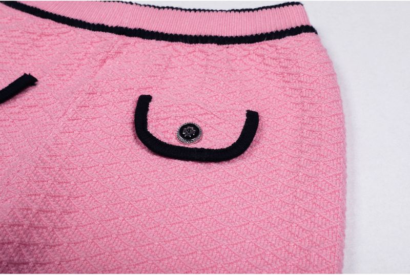 Luxury Knit Suit Set – Elegant Long Sleeve Cardigan & Straight Leg Pants (Black/Pink/White, Sizes S-XL)_voghion.com