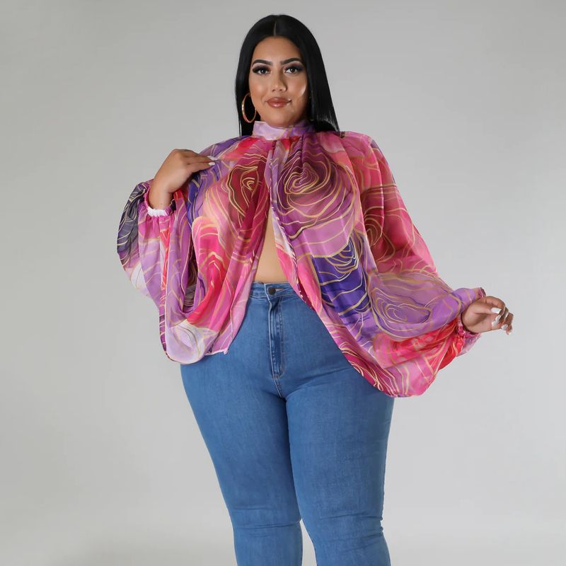 Damen-Oberteil in Übergröße, Übergröße, Damenbekleidung, Rundhalsausschnitt, offener Rücken, Chiffon-Schnüroberteil für Damen_voghion.com