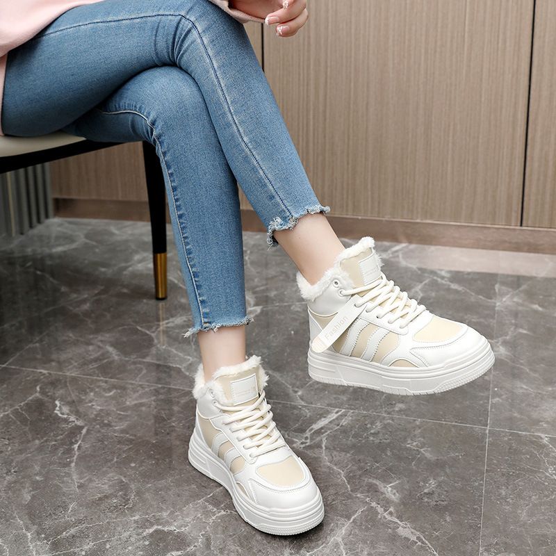Qrh221 Winter New New Ins Korean Version Fleece-Lined High-Top Sneakers For Female Students, Height-Increasing_voghion.com