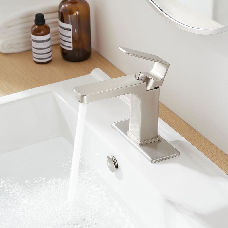 Single Hole Single-Handle Bathroom Faucet In Brushed Nickel_voghion.com