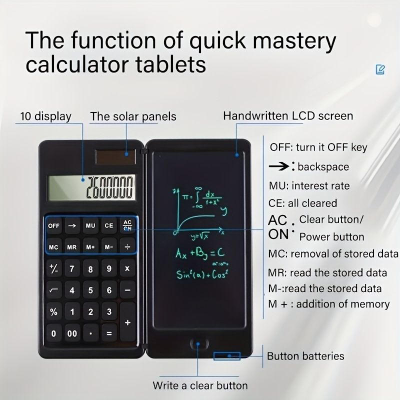 Creative Solar Calculator Handwriting Board Folding Portable Student Electronic Calculator Office_voghion.com