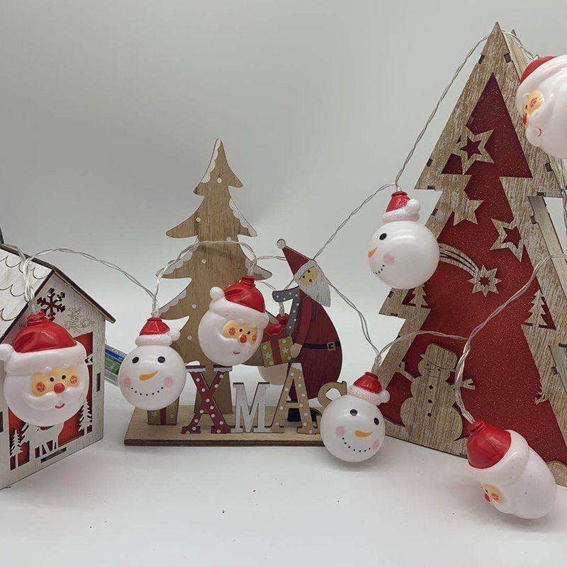 Cordão de Luzes LED Papai Noel e Boneco de Neve - Luzes Decorativas de 2M/3M, operadas por bateria/USB, com opções de branco quente e multicoloridas (10/20 LEDs, PVC, com certificação CE)_voghion.com