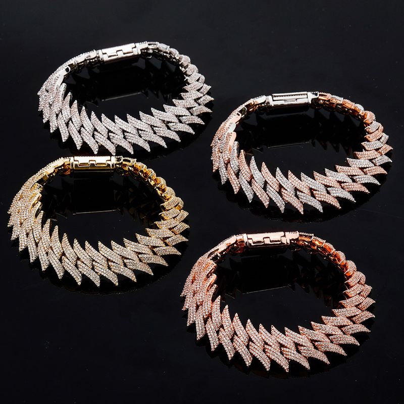 20mm Thorn Box Buckle Cubaanse ketting vol met zirkoon Hip Hop Heren Trendy Armband Echt Goud Galvaniseren_voghion.com