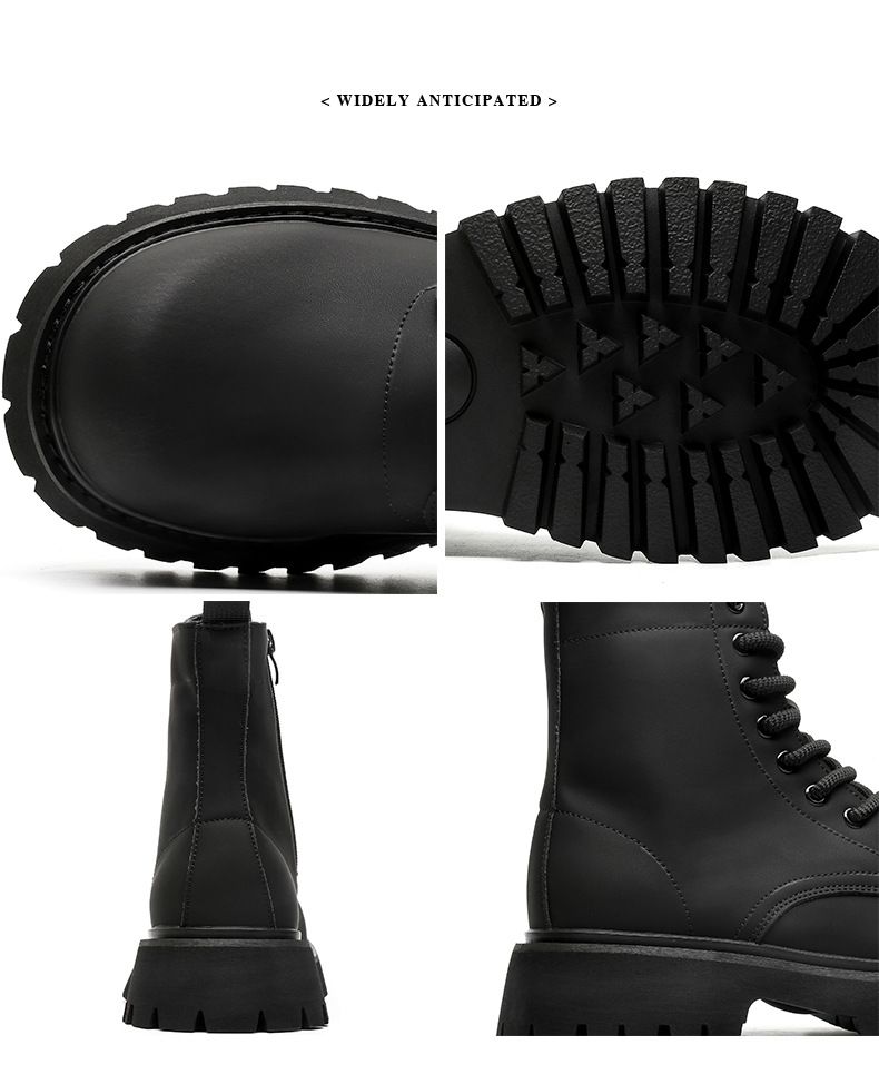 Lokomotiven-Werkzeugstiefel, hohe Spitze, dicke Sohle, erhöhte Martin-Stiefel, Outdoor-Wanderstiefel für Herren_voghion.com