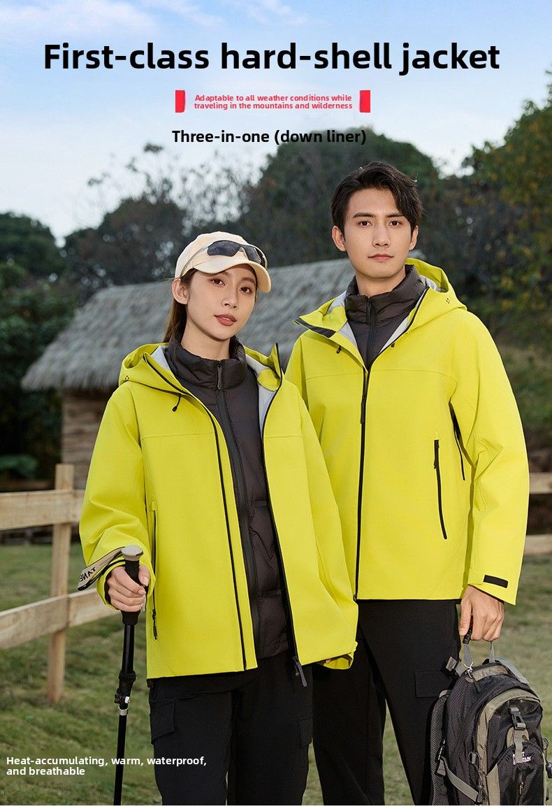 Nuova giacca staccabile 3 in 1 rigida antivento impermeabile da donna di livello 1, per viaggi all'aperto e escursionismo_voghion.com