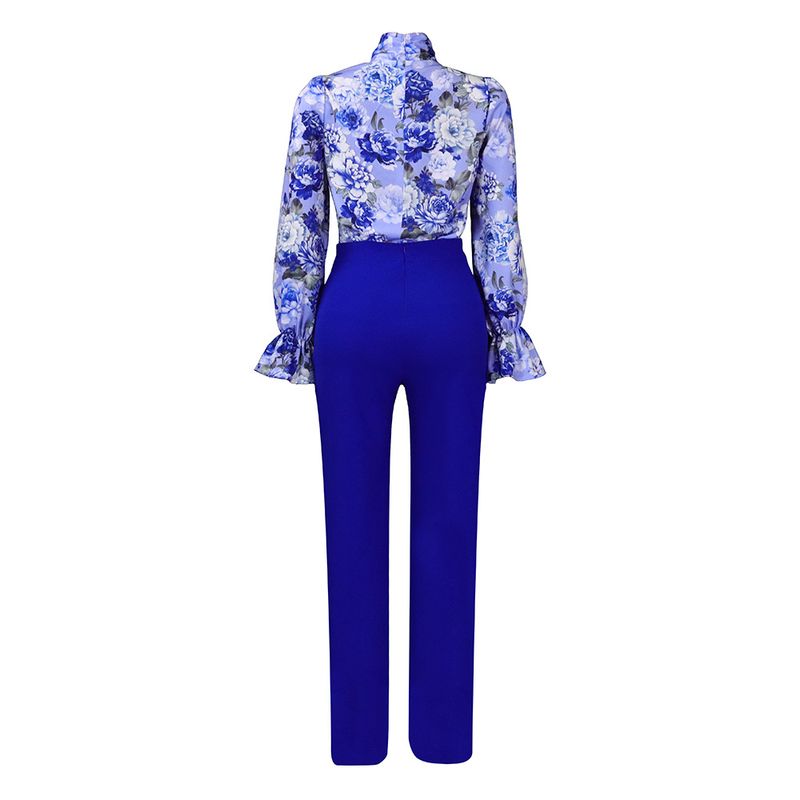 Dameskleding herfst en winter losse grote maten casual bedrukte shirts met lange mouwen wijde pijpen broeken cross border tweedelige set_voghion.com