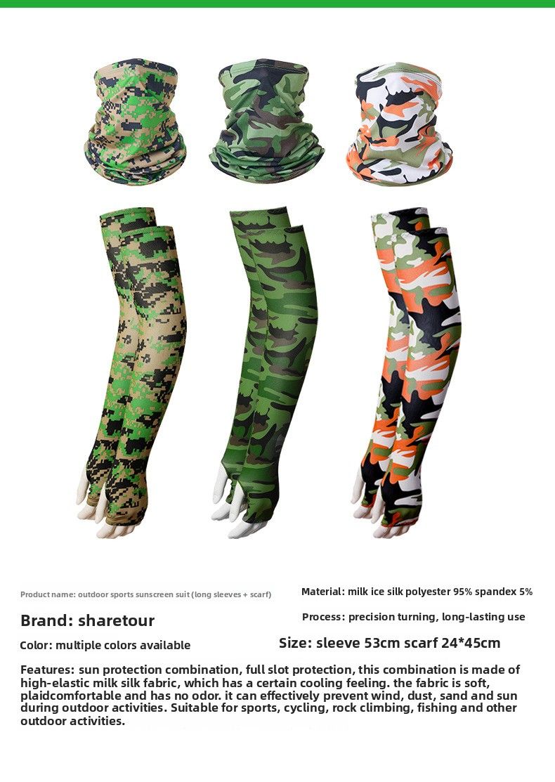 Ensemble de protection solaire pour le sport, foulard de cyclisme, soie glacée, séchage rapide, respirant, pêche, cou, manches, équipement_voghion.com