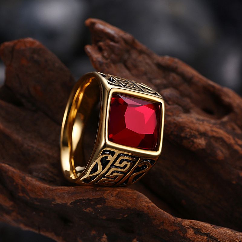 2025 Nuovi arrivi Vintage inciso zircone rosso per uomo \\\ ..._voghion.com