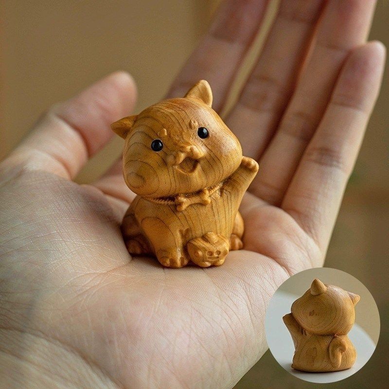 Thuja Holzschnitzerei Sternzeichen Ratte Ochse Tiger Schlüsselanhänger Drache Schlange Anhänger Pferd Schaf Handheld Affe Huhn Ornamente_voghion.com