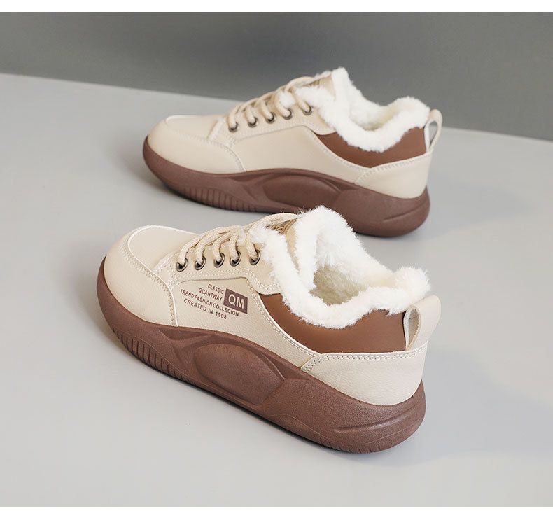 New autumn and winter platform women's shoes color matching warm cotton shoes high-top velvet simple height-increasing shoes_voghion.com