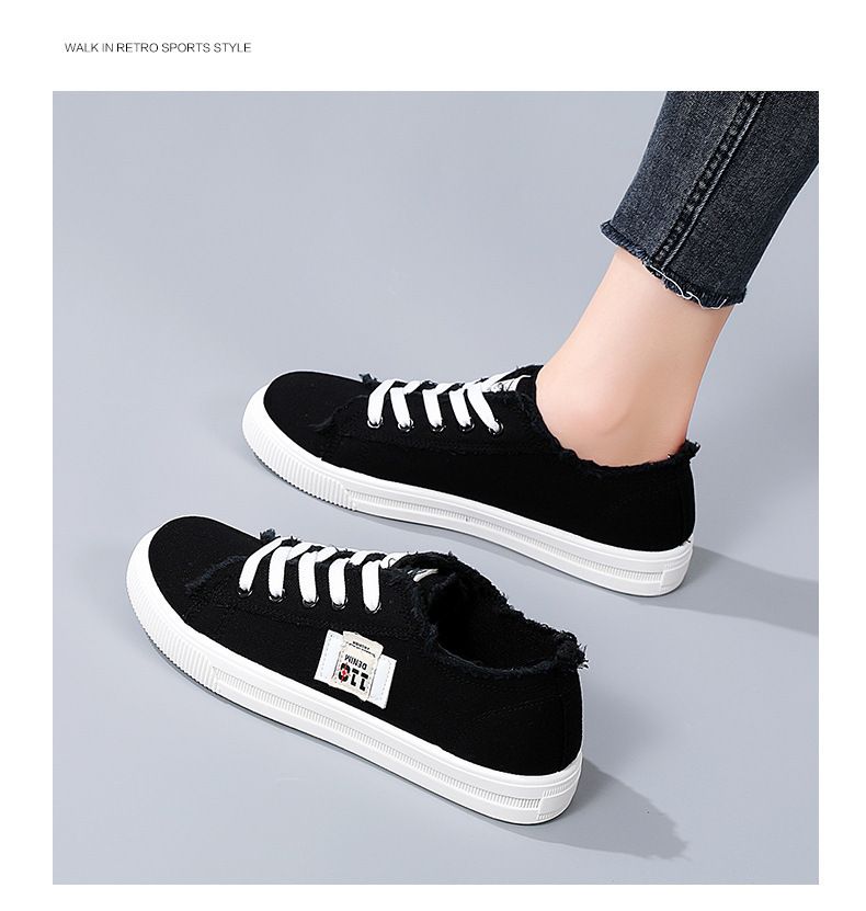 Autumn New Canvas Small White Student Flat Bottom Sports Board Shoes, Fashionable and Versatile Soft Sole Large Size_voghion.com