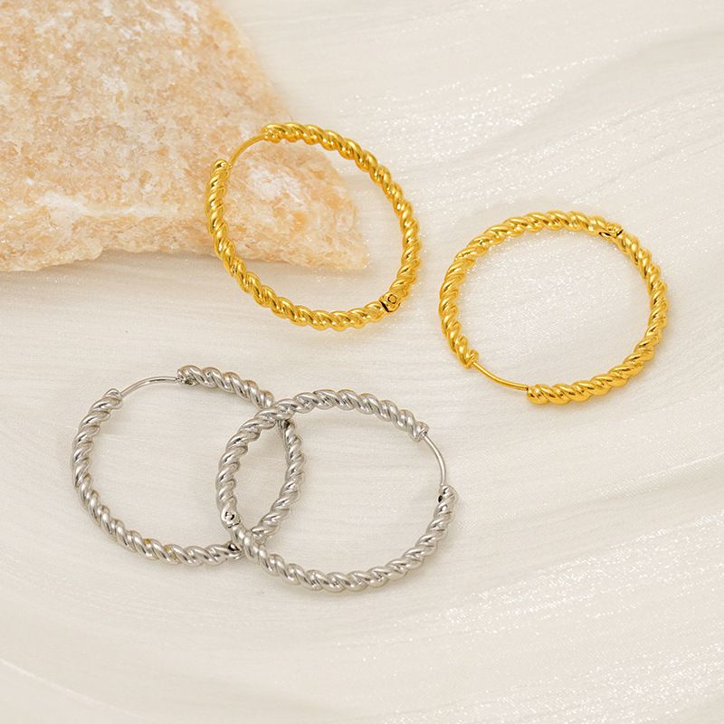 Orecchini a cerchio intrecciati in acciaio inossidabile personalizzati per donna, stile minimalista, semplici ed eleganti, alla moda_voghion.com