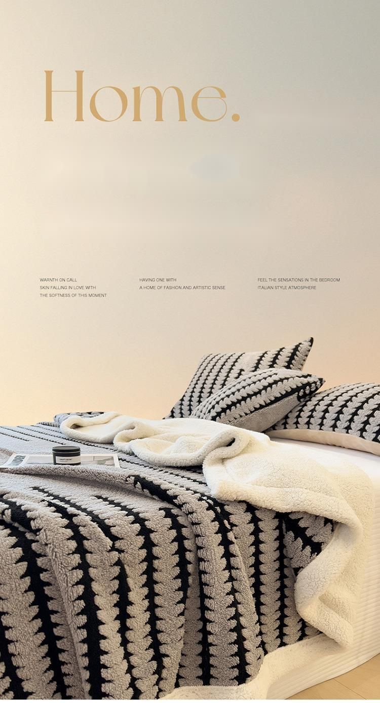 Couverture de sieste multifonctionnelle en laine d'agneau, double couche, épaisse et chaude, en velours d'épicéa, modèle 2025_voghion.com