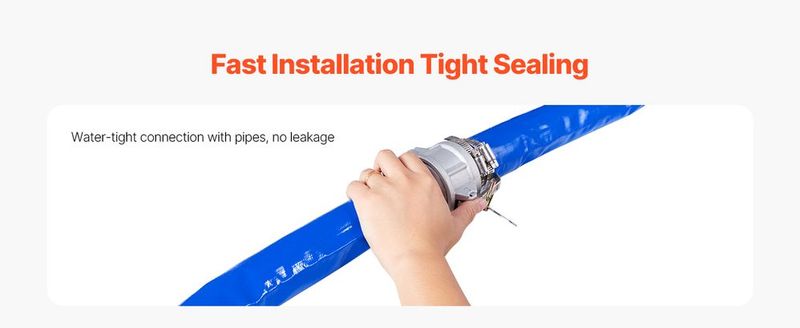 VEVOR Backwash Hose 2 In X 100 Ft Blue High Quality Hose Complete Fittings_voghion.com