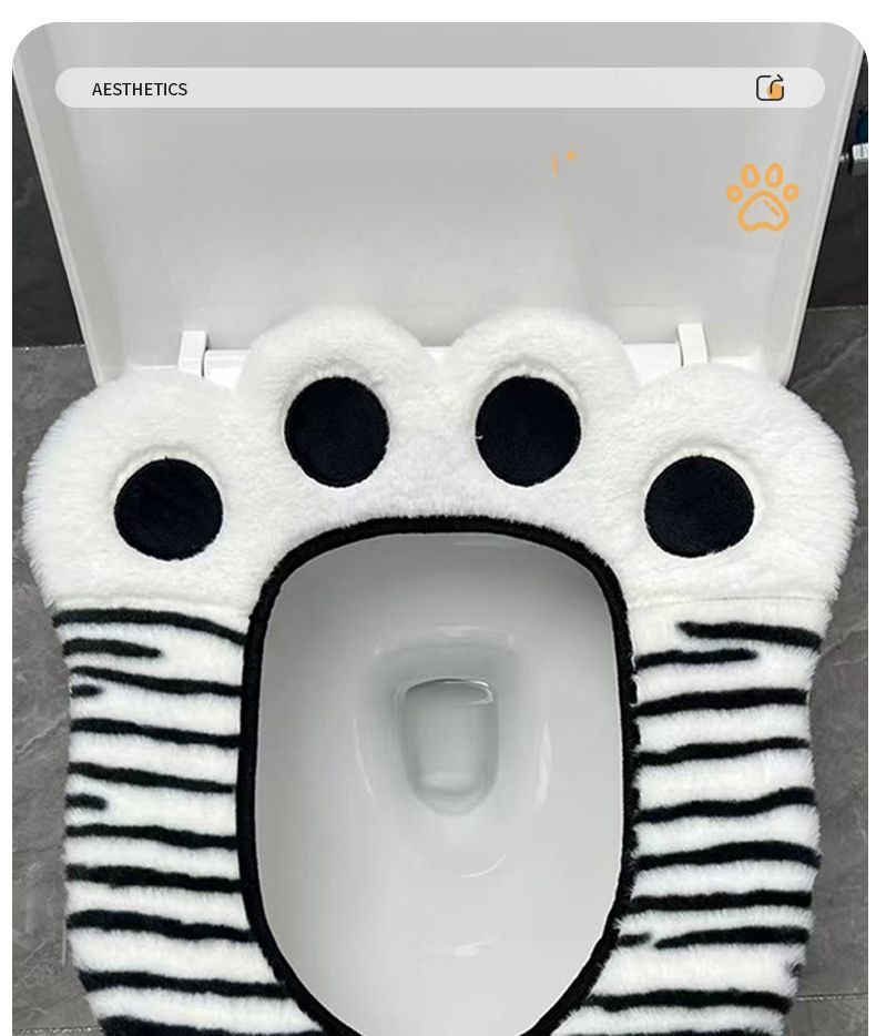 Cuscino per sedile WC universale a forma di zampa d'orso, con adesivo invernale, per quattro stagioni, addensato_voghion.com