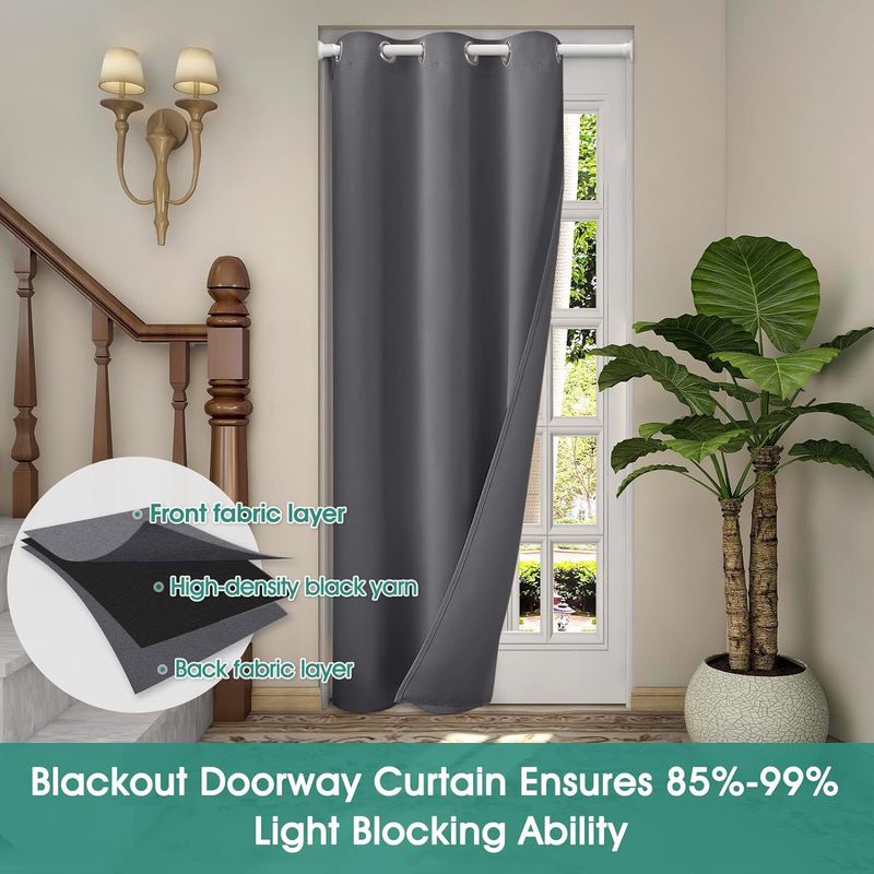 No-Drill Blackout Curtains Thermal Insulated & Noise Reducing Door/Closet Curtain (100% Light Blocking Privacy Protection For Bedroom/Closet/Office)_voghion.com