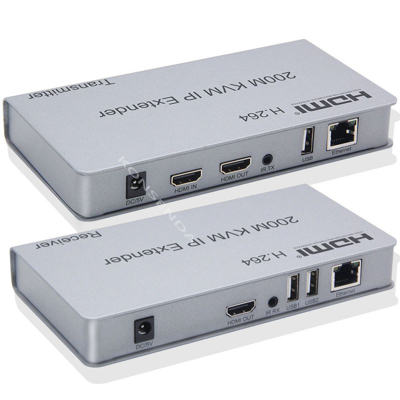 200M HDMI KVM extender IP/TCP Ethernet CAT5e/6 H.264 HDMI extender USB 2.0 támogatással, egér billentyűzet webkamerához, PC-hez, HDTV-hez_voghion.com