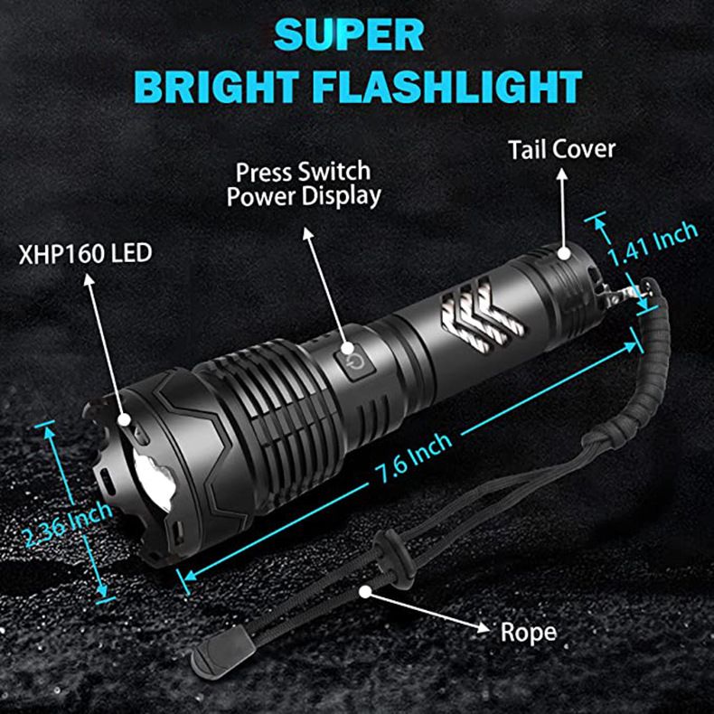 xhp199 Xhp160 With Power Bank Type-C Fast Charging Outdoor Strong Light Tactical Flashlight_voghion.com