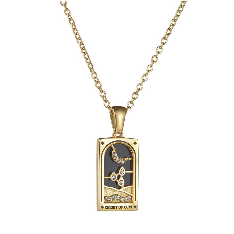 TAROCCHI vintage placcati in oro di vendita caldo con collana quadrata da donna in acciaio inossidabile con goccia di olio_voghion.com