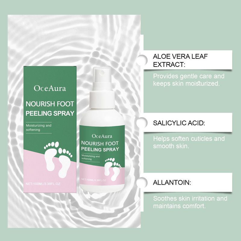 Spray detergente per piedi OCEAURA, delicato, emolliente, idratante per cuticole, idratante per pelle secca, comodo._voghion.com