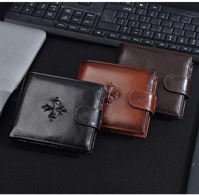 Baellerry New Wallet Men's Short Senior Sense Retro Pu Buckle Money Clip Business Zip Small Wallet Man_voghion.com