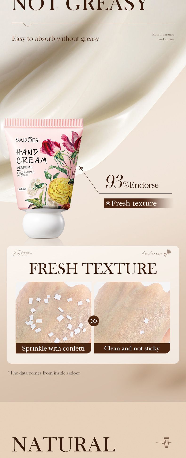 SADOER Camellia Hydrating And Softening Hand Cream 30g Anti-drying Hand Cream, Rose Fragrance, Hydrating Fragrance, Smooth Fragrance,_voghion.com