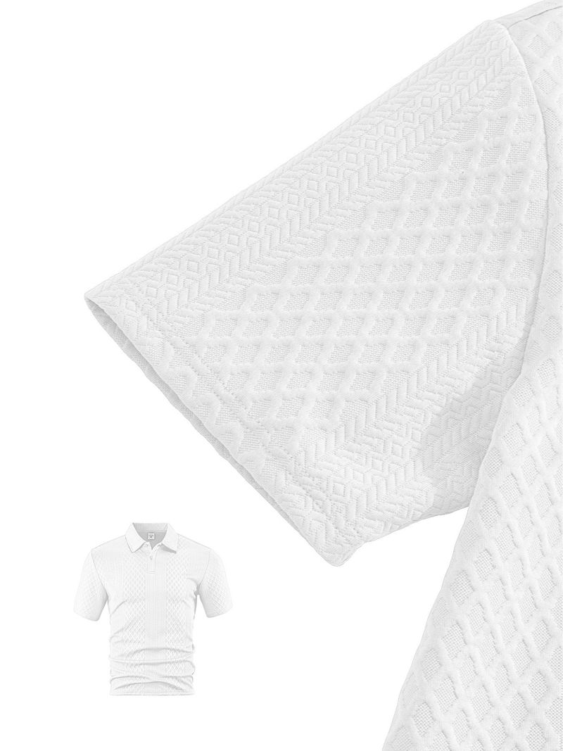 Ropa de verano para hombre, nueva camiseta polo deportiva de manga corta con solapa fina y tejido jacquard para hombre_voghion.com