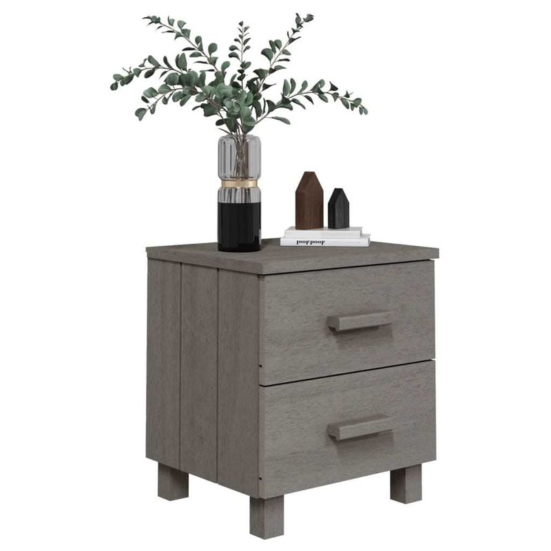 Bedside Cabinet HAMAR Light Gray 15.7"x13.8"x17.5" Solid Pinewood_voghion.com
