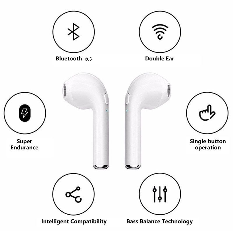 TWS i7S trådlösa hörlurar Bluetooth-hörlurar med laddningsbox Öronsnäckor för smarttelefon Xiaomi Samsung_voghion.com