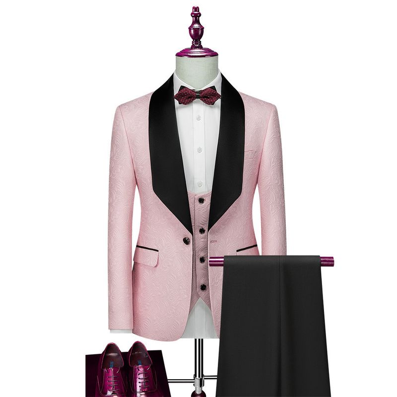 CT Men's New Business Casual Set For Wedding Groom Tuxedo Three-Piece Suit_voghion.com