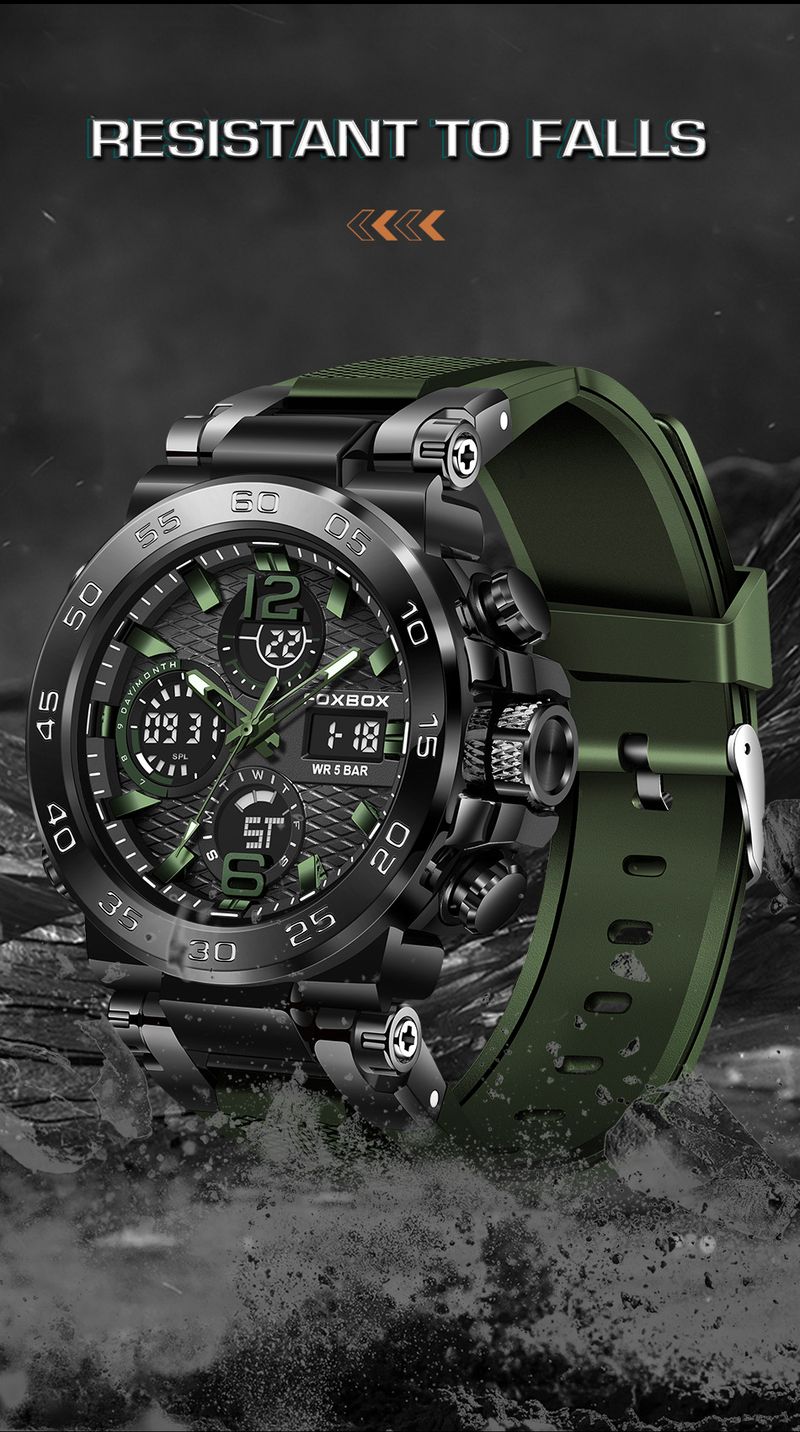Nuevo reloj electrónico multifuncional con doble pantalla, moderno reloj de cuarzo luminoso con esfera grande para estudiantes y deportes._voghion.com