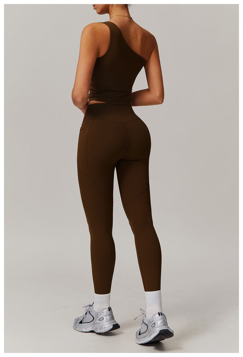 Pantalon de yoga taille haute respirant effet nuage pour femme, avec poches extérieures_voghion.com