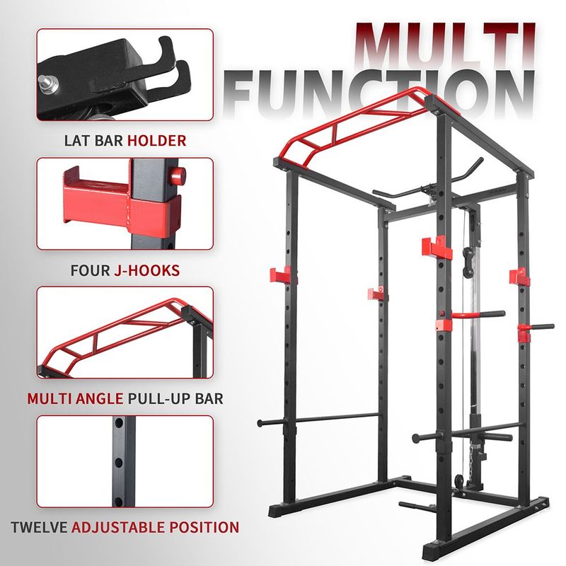 Multi-functional Power Cage,Home Adjustable Pullup Squat Rack 1000Lbs Capacity Comprehensive Fitness Barbell Rack_voghion.com