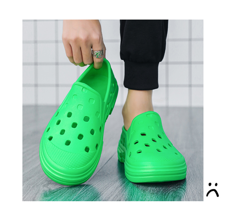 Men Summer Clogs Breathable Lightweight Mesh Water Shoes Non-Slip Walking Shower Beach Sandals Hole Slippers _voghion.com