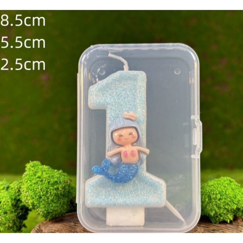 Creative Digital Cake Birthday Decoration Candle Handmade Party Mermaid_voghion.com
