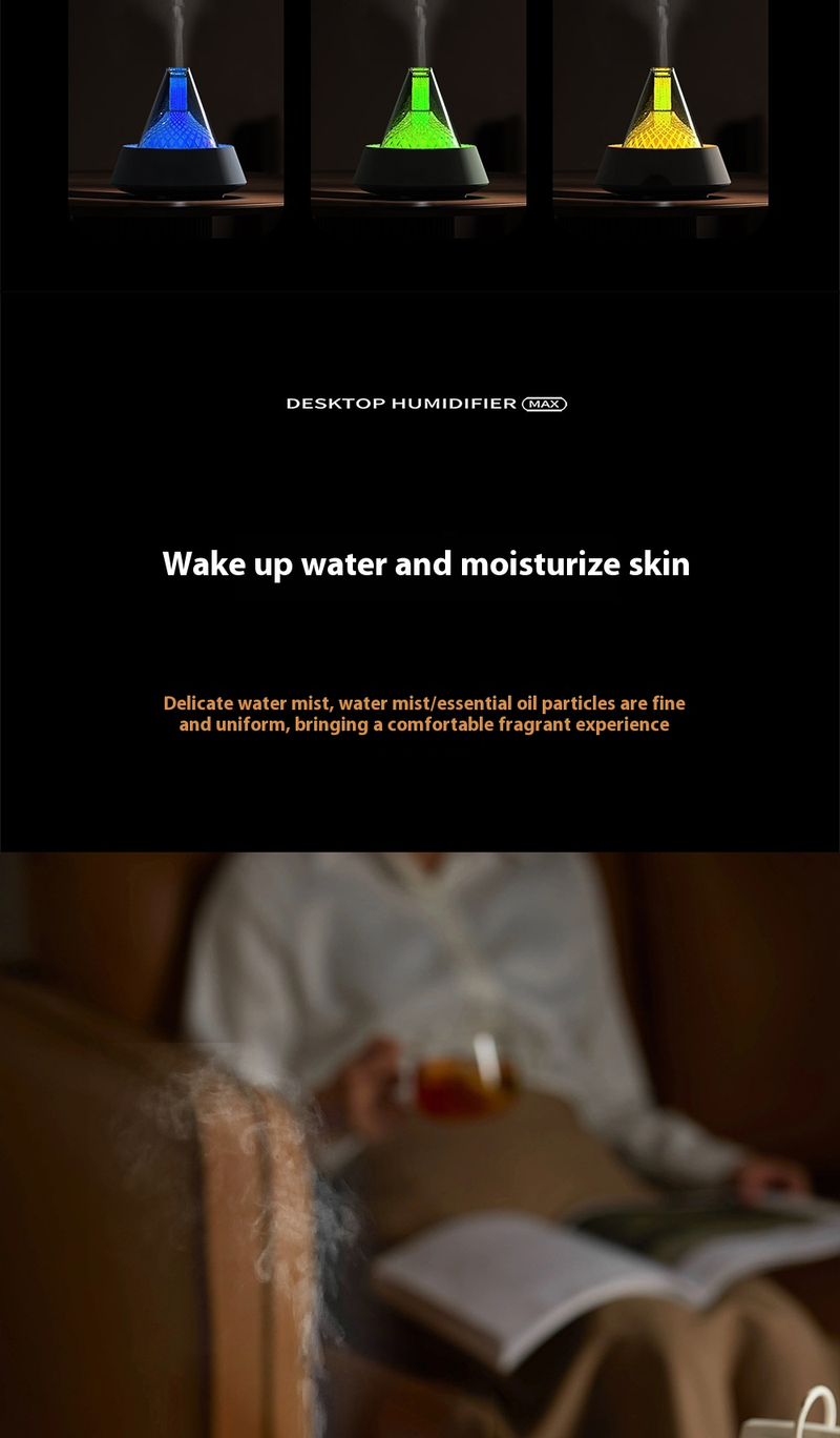 Farbenfrohes RYYD Neues funkelndes simuliertes Kerzenlicht M, leiser Desktop-Luftbefeuchter für zu Hause, Aromatherapie mit ätherischen Ölen M,_voghion.com