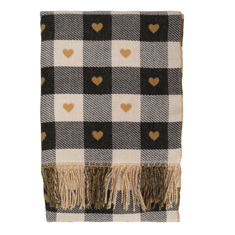 Nuova sciarpa a quadri bifacciale in cashmere da donna autunno e inverno con nappe, grande scialle per_voghion.com