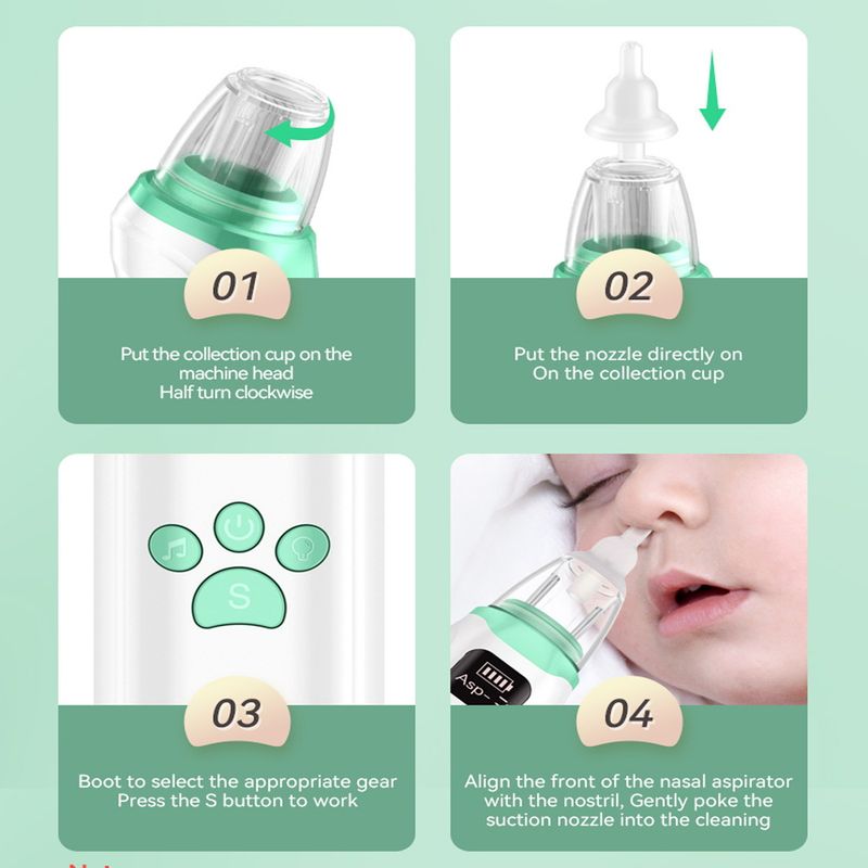 Baby nasal suction device, newborn electric nasal suction device, baby, child, toddler, nasal congestion, snot and feces cleaning_voghion.com