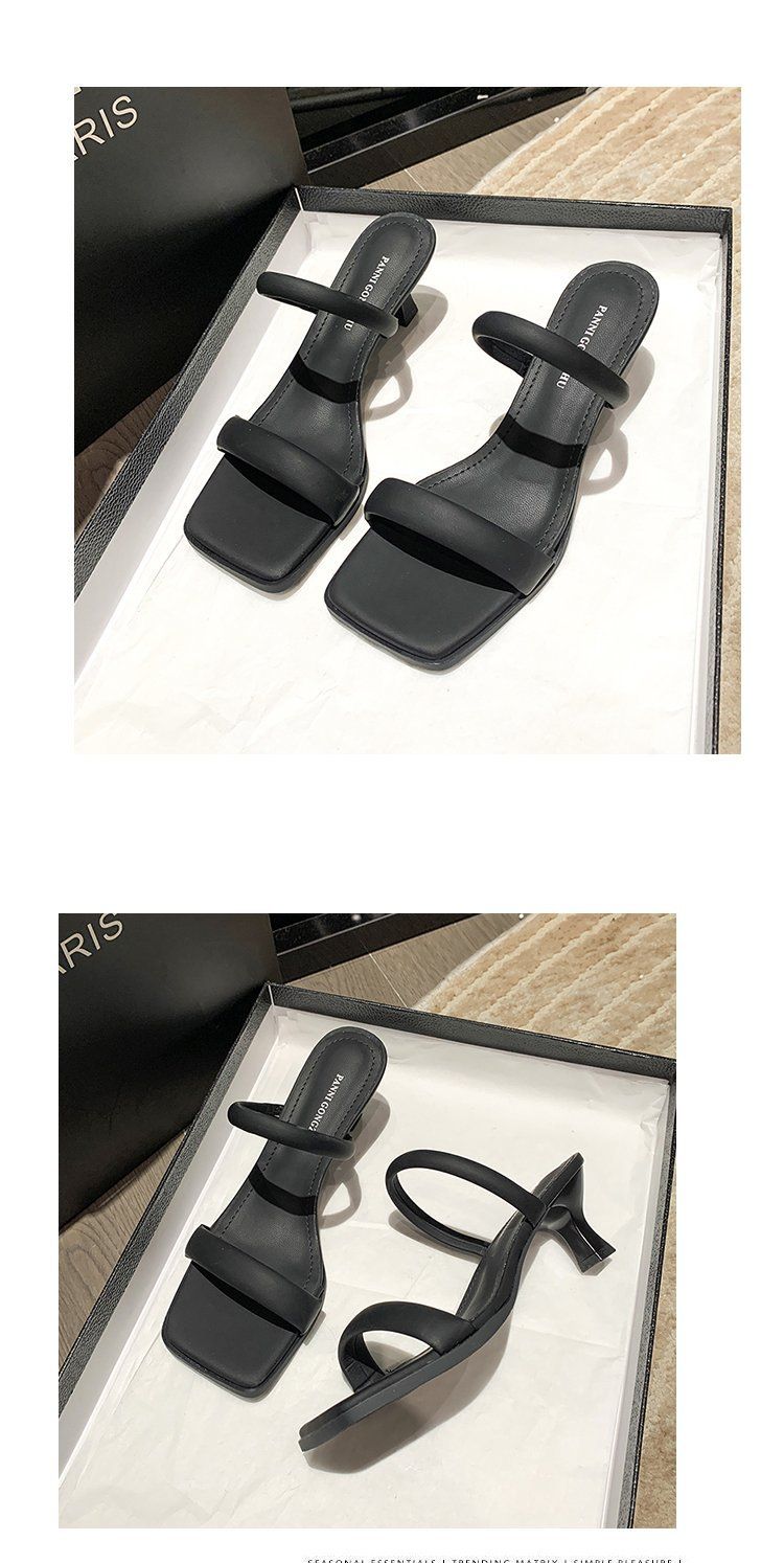 Women's Low Heel Square Toe Sandals - Spring Slimming Open-Toe Strappy Dressy Shoes_voghion.com