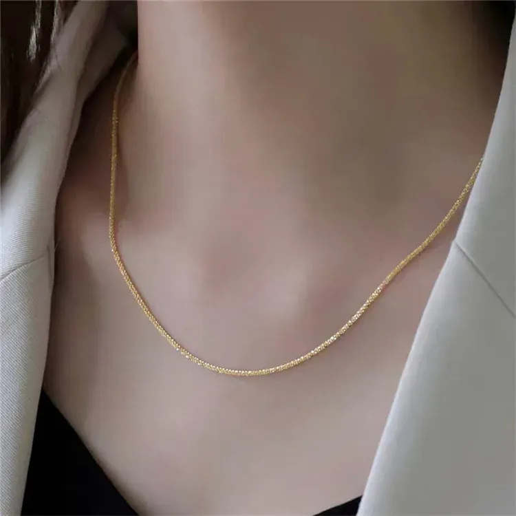 Fashion Popular Sier Colour Sparkg Clavicle Chain Choker Necklace Collar for Women Fine Jewelry Wedding Party Birthday Gift_voghion.com