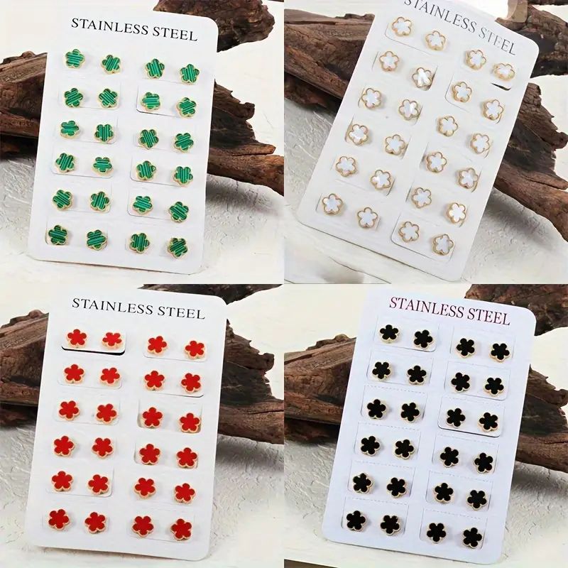 1 Set Simple Style Classic Style Commute Flower 201 Stainless Steel Ear Studs_voghion.com