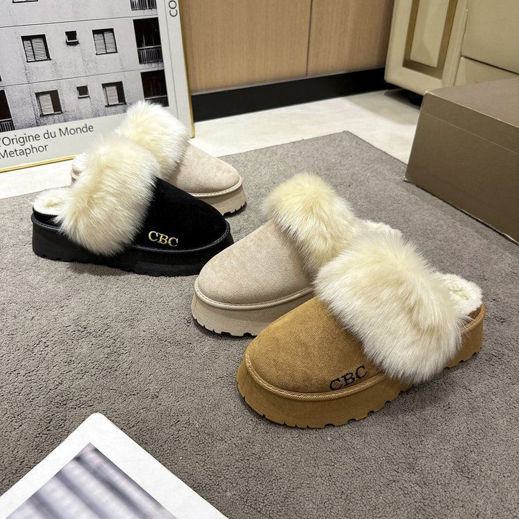 Winter neue tragen warme wolligen hausschuhe dicke sohle erhöhen baumwolle hausschuhe_voghion.com