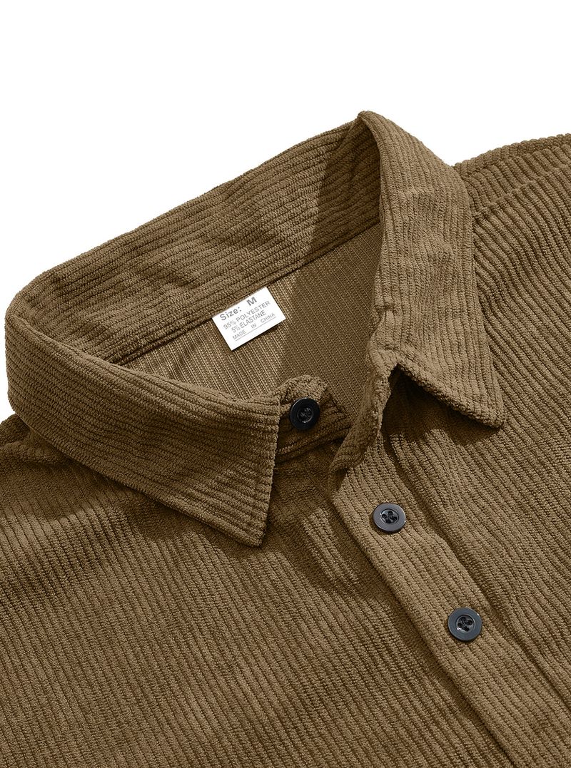 Cord-Poloshirt für Herren – Streetwear-Sweatshirt zum Knöpfen in Grau, Schwarz und mehr Herrenbekleidung_voghion.com