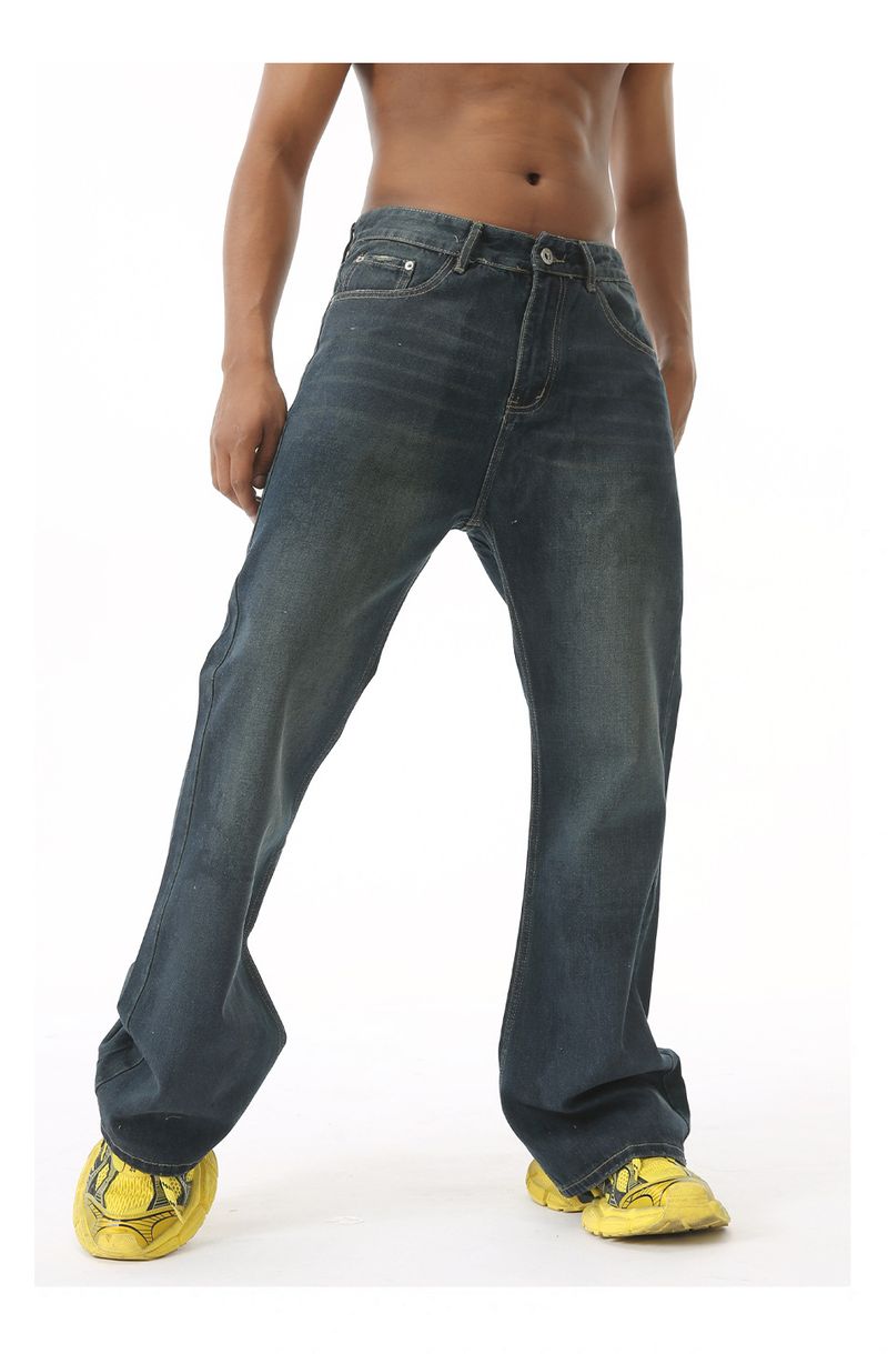 EF JEANS | 2024 New Versatile American Wax Surface Coated Blue Mop Jeans Tide_voghion.com