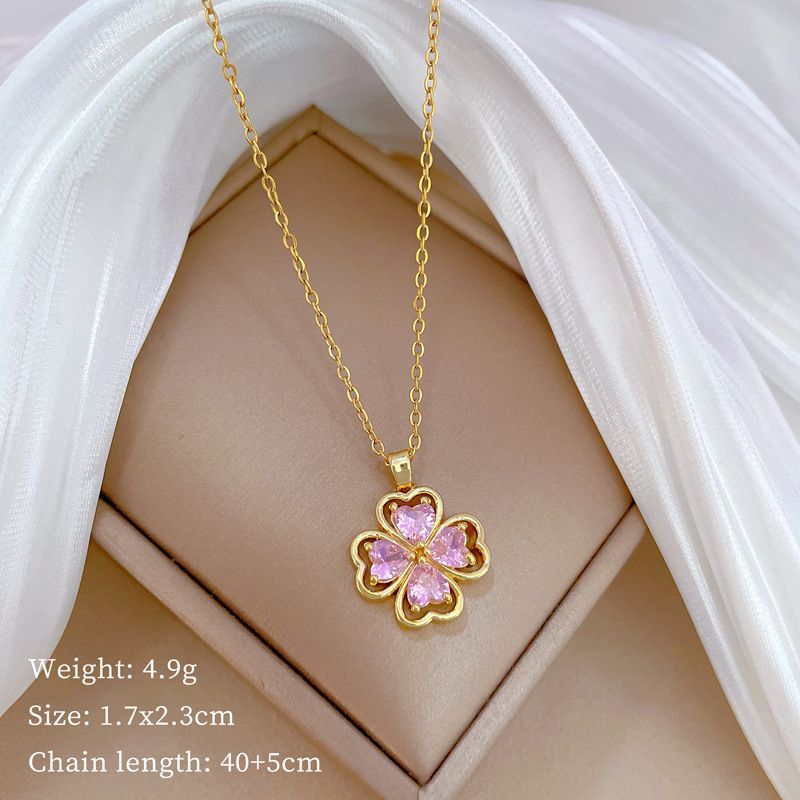 Lucky 【 】 Grass Light Luxury Charm Wunderschöne Volldiamanten-Halskette für Damen, vielseitige Schlüsselbeinkette aus Titanstahl 【 】_voghion.com