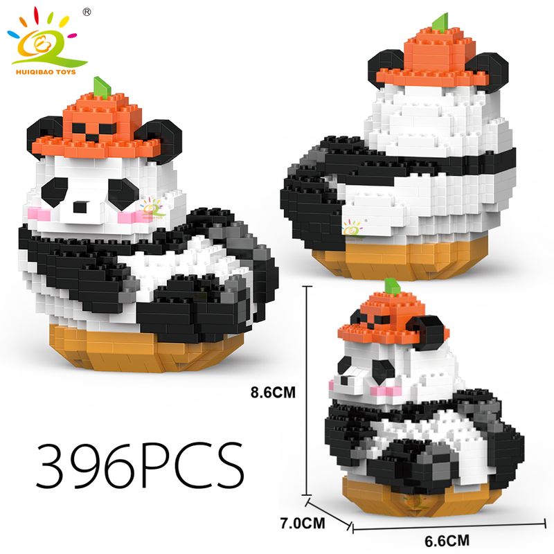 HUIQIBAO Mini roztomilá panda mikro stavební bloky 3D diamantový model zvířata cihly DIY město stavební hračky pro děti dárek_voghion.com